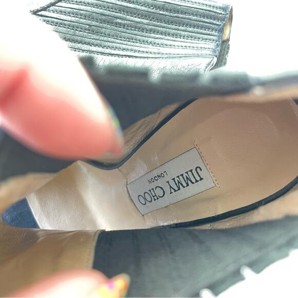 Jimmy Choo Women’s Grained Calfskin Brenna Ankle Boots Booties Open Toe Stiletto - Picture 10 of 11